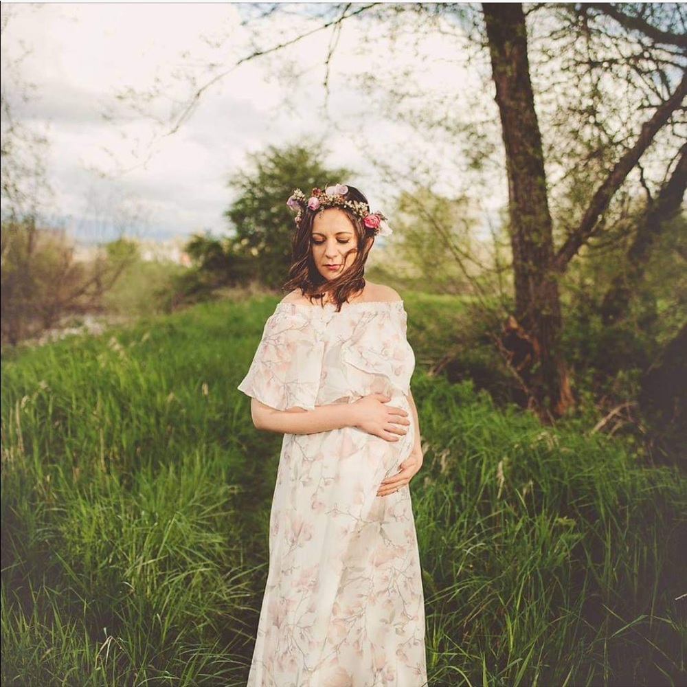 Maternity Off Shoulder Floral Dress